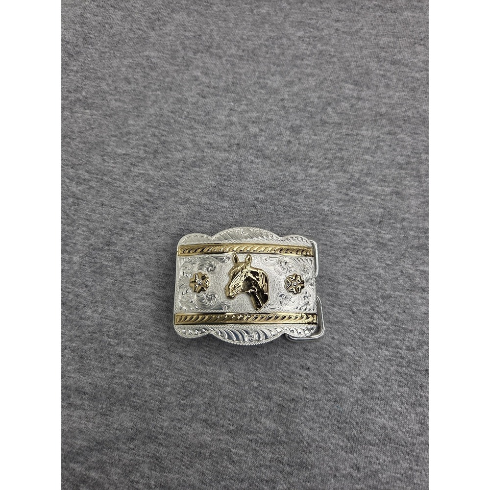 Womens Montana Silversmiths Horse Stallion Floral Rodeo Belt Buckle NWOT Western